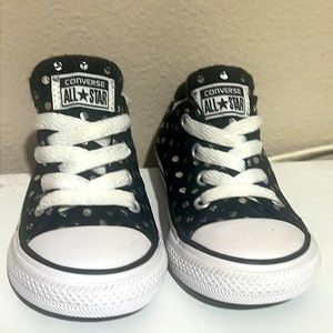Kids Black/Silver Dots LowTops Converse